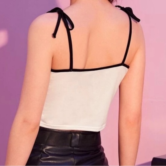 1-800-HOT-STUFF - 1% devil 99% Angel Crop Cami Shoulder Tie Straps Tank Top - Picture 3 of 3